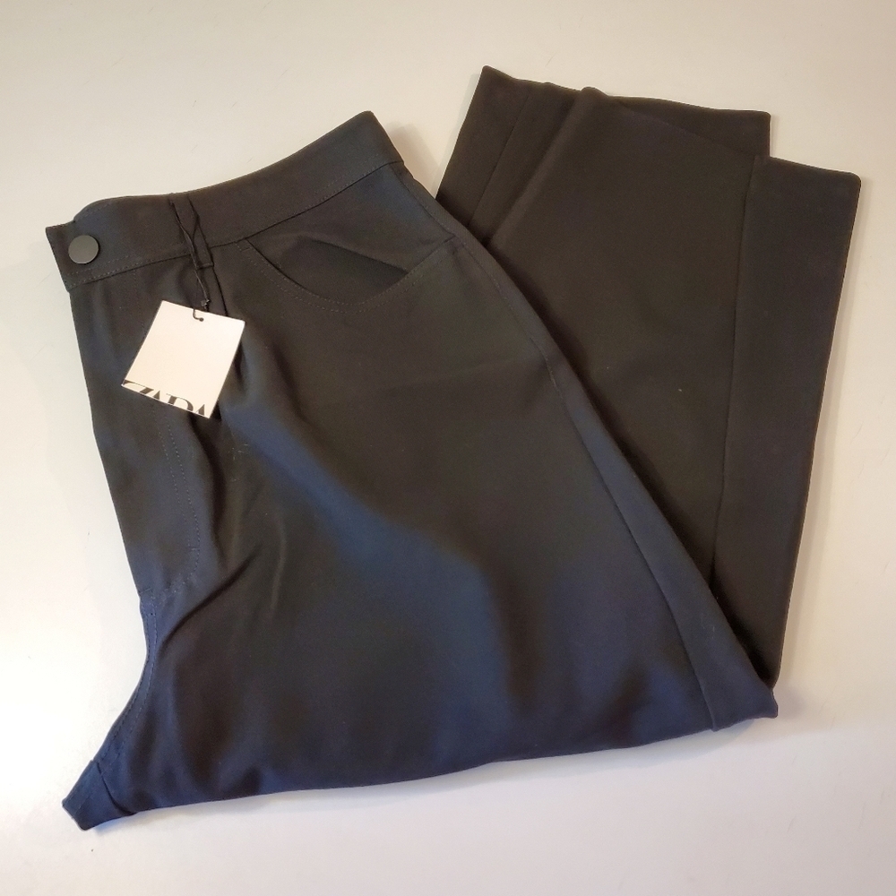 Zara Black Cropped Dress Pants XXL NWT